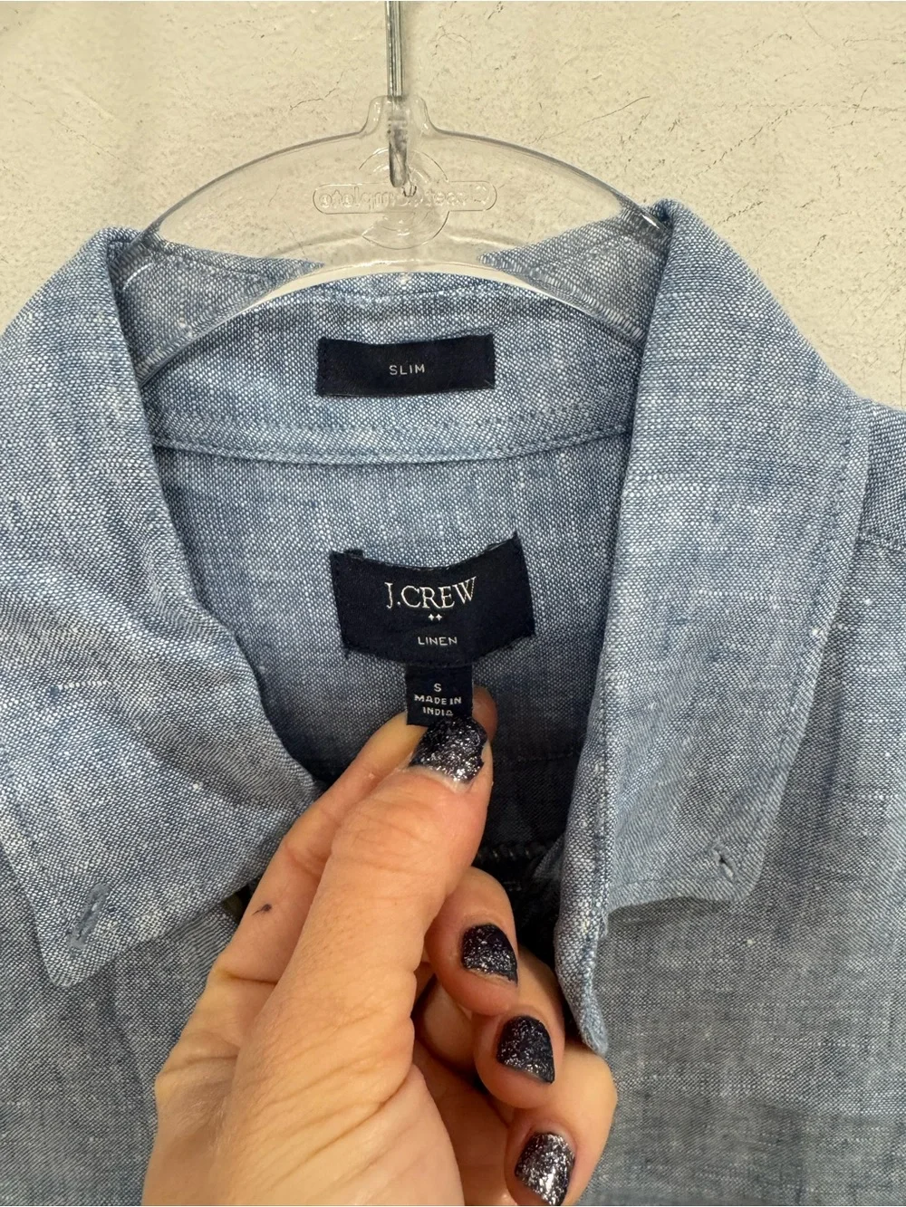 J. Crew Men's Heathered Light Blue Button-Down Shirt